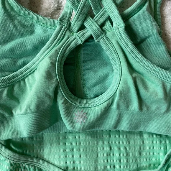 Athleta Mind Over Matter Pixel Tank XS Lily Pad Green Built In Bra Athletic Top - Picture 7 of 13